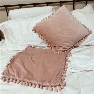 Pink velvet boho throw pillow covers